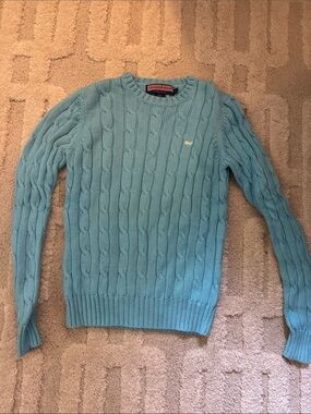 Vineyard Vines Cable Knit Crewneck Sweater - Aqua Blue
